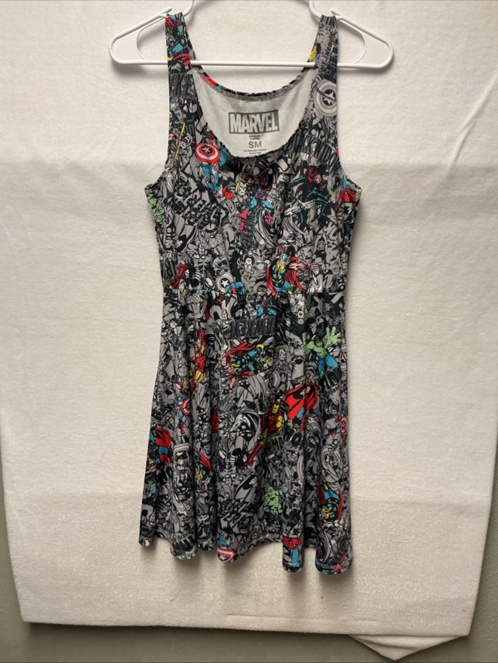Marvel Graphic Tank Dress in Black, White, Red and Blue Sz S 1064 - Picture 3 of 9